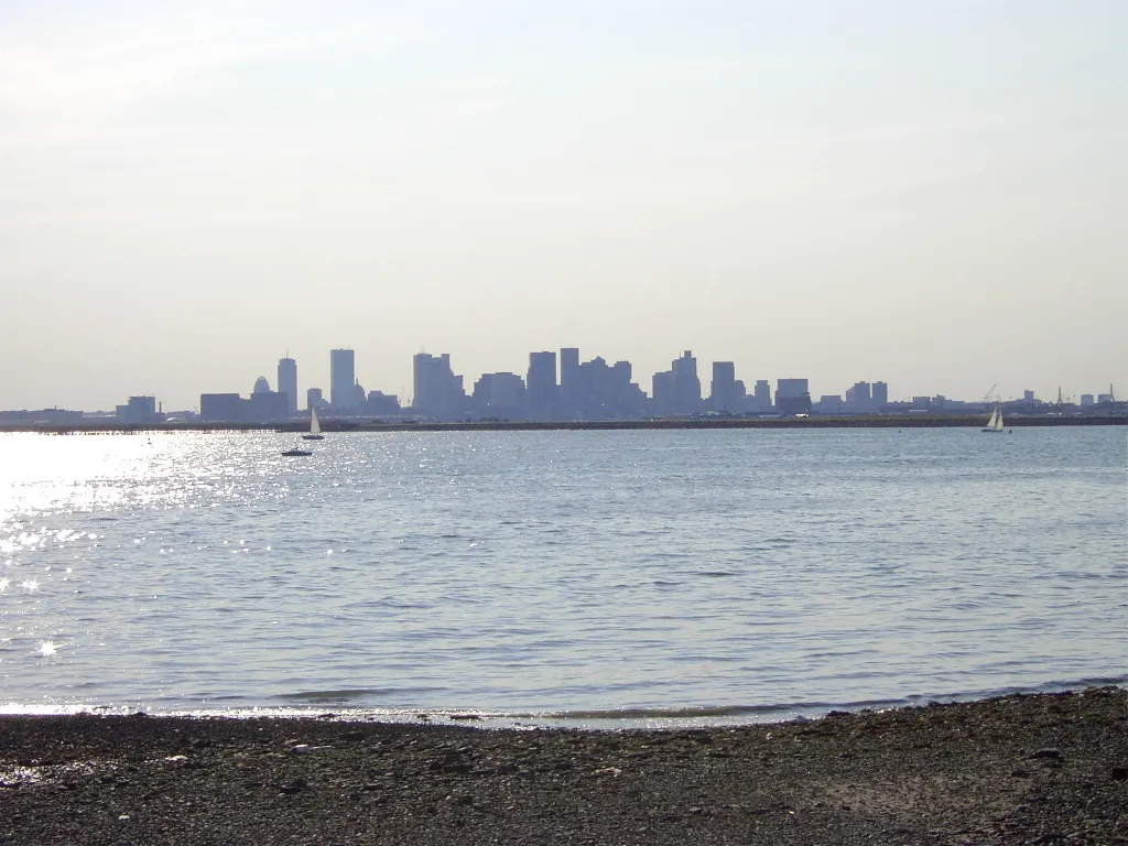 Boston city skyline and popular travel sights in United States