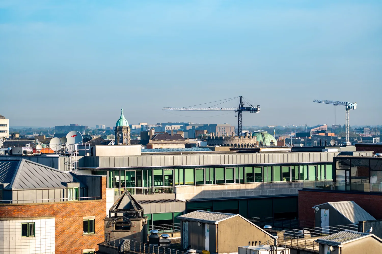 Dublin city skyline and popular travel sights in Ireland